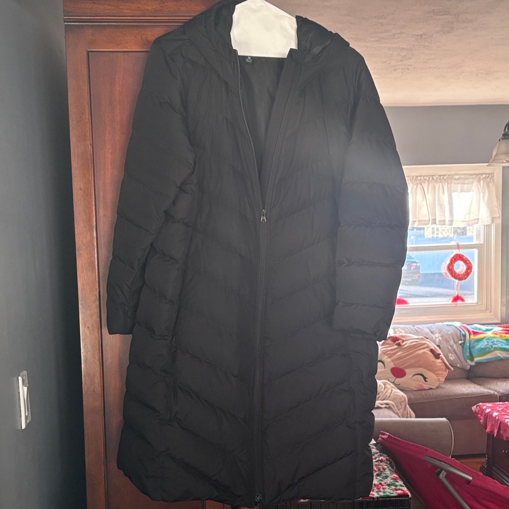 Lands' End Women's Long Black Puffer Coat
